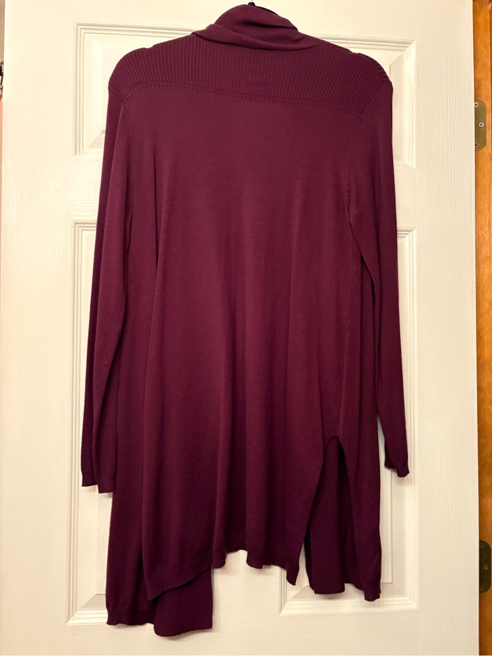Long Open Cardigan in Deep Plum